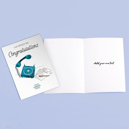 ‘Phone Calling’ Personalised Corporate Branded New Job Greeting Cards image 3