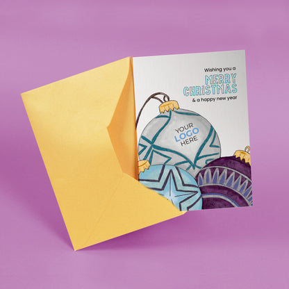 ‘Three Baubles' Personalised Company Christmas Cards image 1