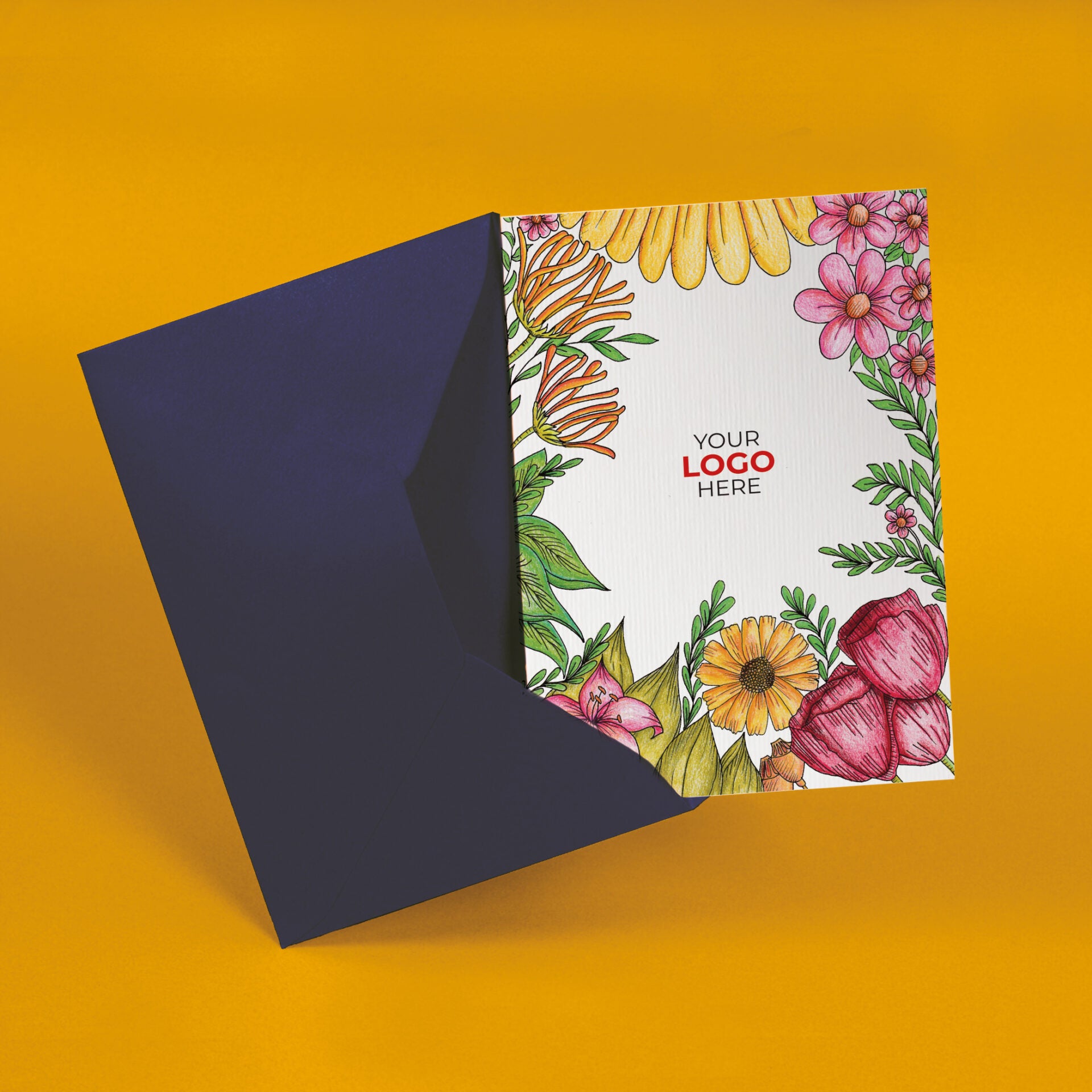 ‘Floral Garden’ Personalised Corporate Branded Open Greeting Cards image 2