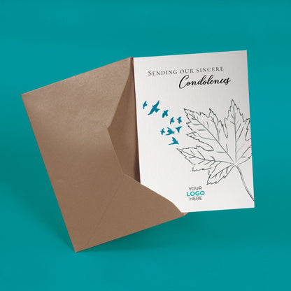 ‘Flying Leaf’ Personalised Corporate Branded Sympathy Greeting Cards image 2