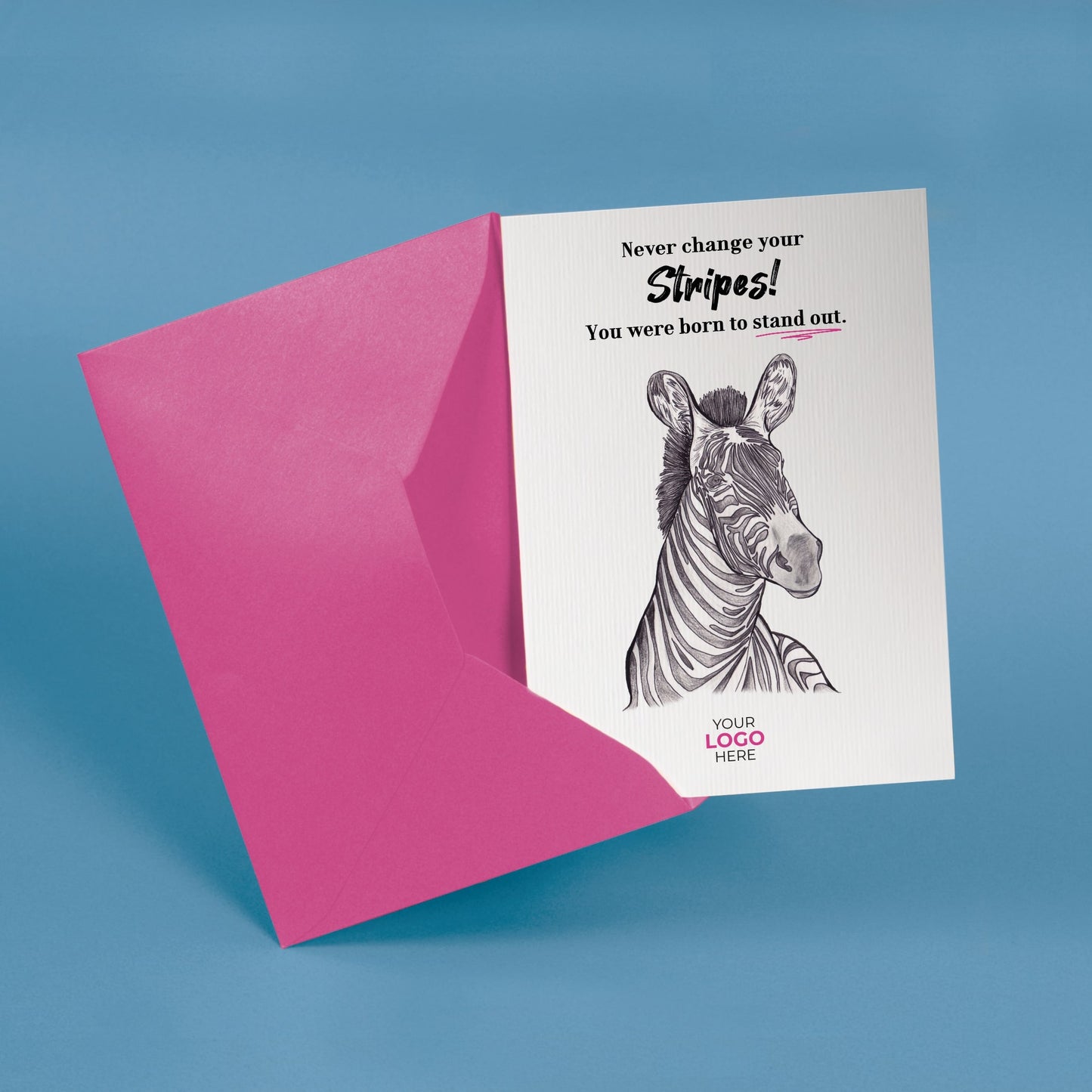 ‘Zebra's Stripe’ Personalised Corporate Branded Education Greeting Cards image 2