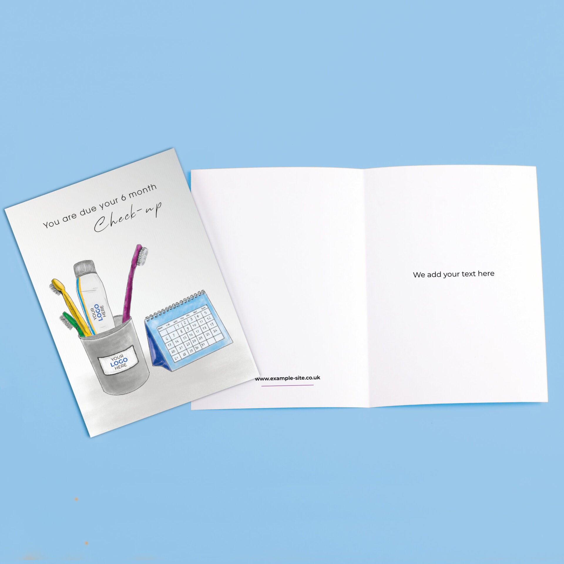 ‘Toothbrushes & Calendar’ Personalised Corporate Branded Health Care Greeting Cards image 3