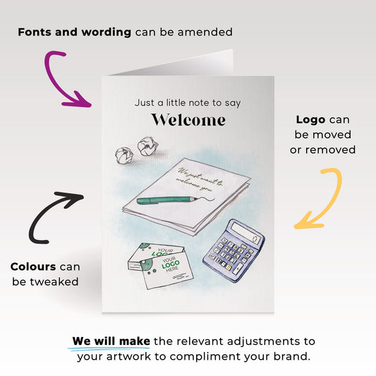 ‘Note & Business Cards’ Personalised Corporate Branded Welcome Greeting Cards image 1