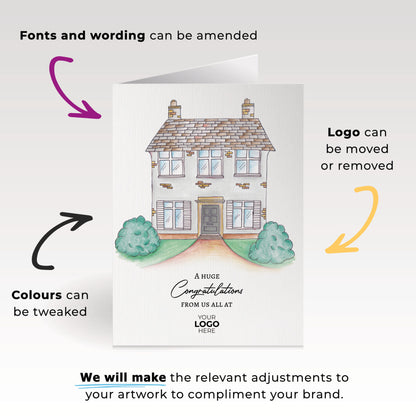 Brick Roof House' Personalised Corporate Branded Property Greeting Cards image 1
