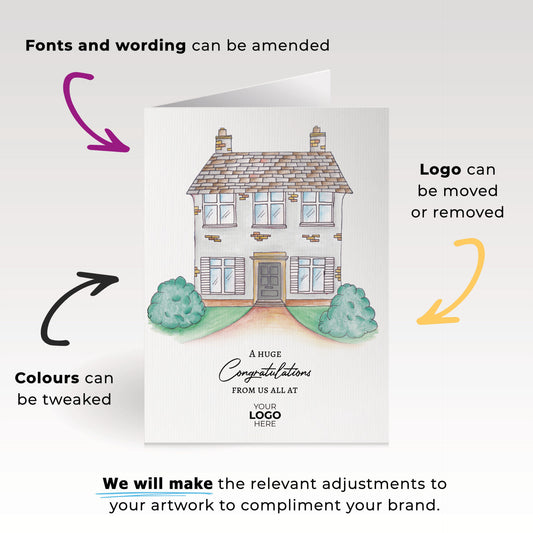 Brick Roof House' Personalised Corporate Branded Property Greeting Cards image 1
