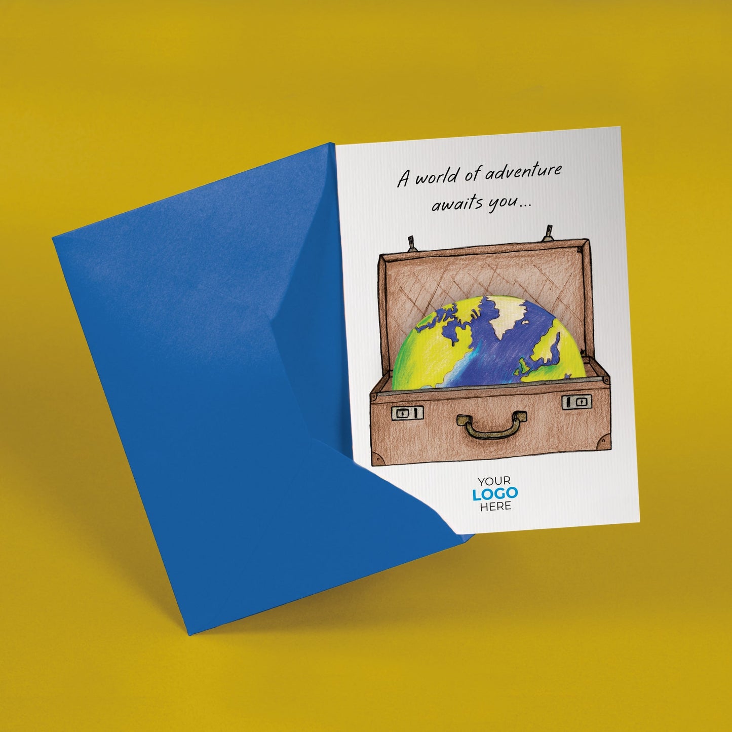 ‘Suitcase World’ Personalised Corporate Branded Travel Greeting Cards image 2