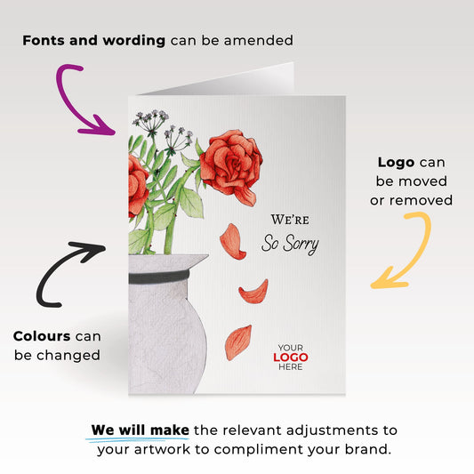 ‘Falling Petals’ Personalised Corporate Branded Sorry Greeting Cards image 1