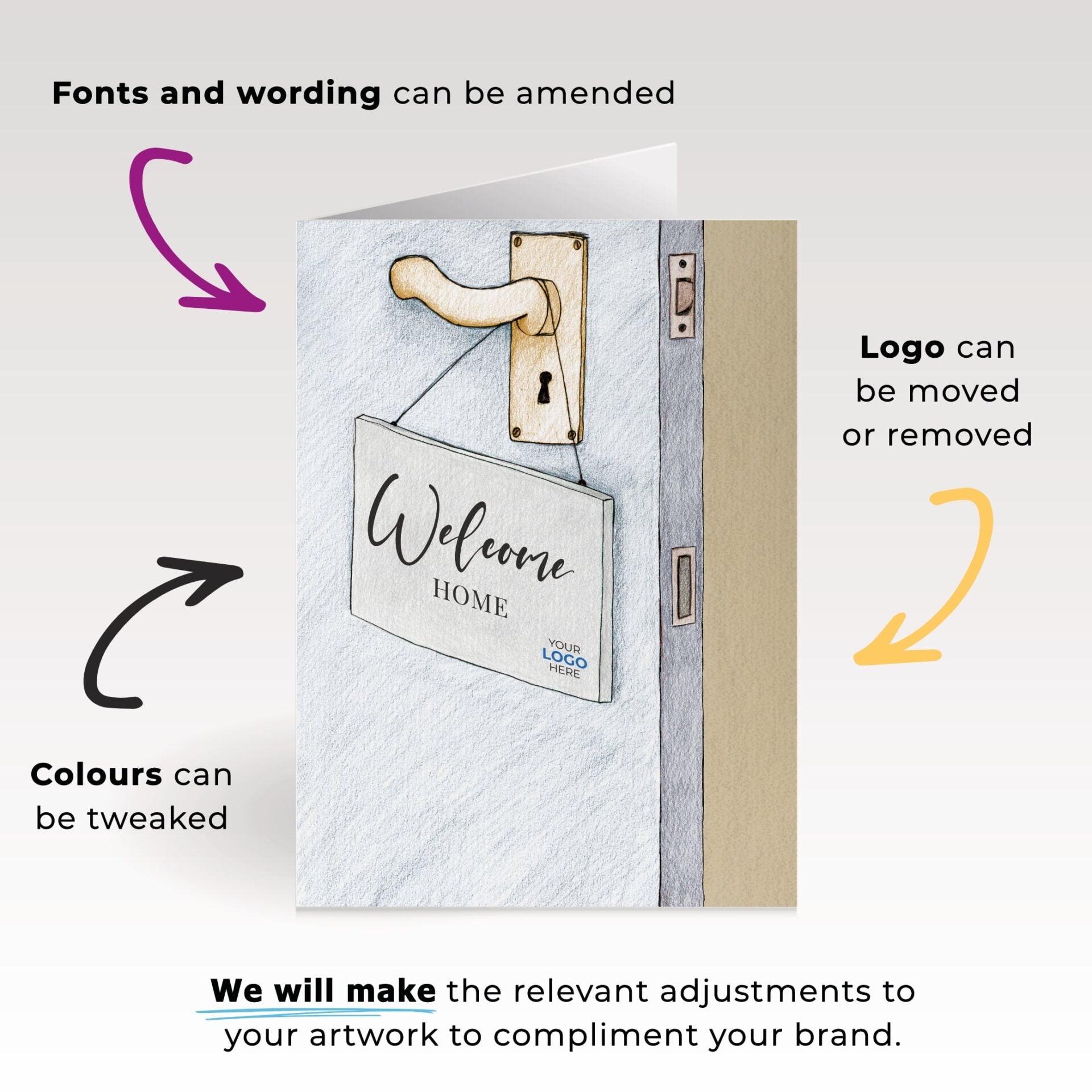 ‘Sign on Door’ Personalised Corporate Branded Property Greeting Cards image 1