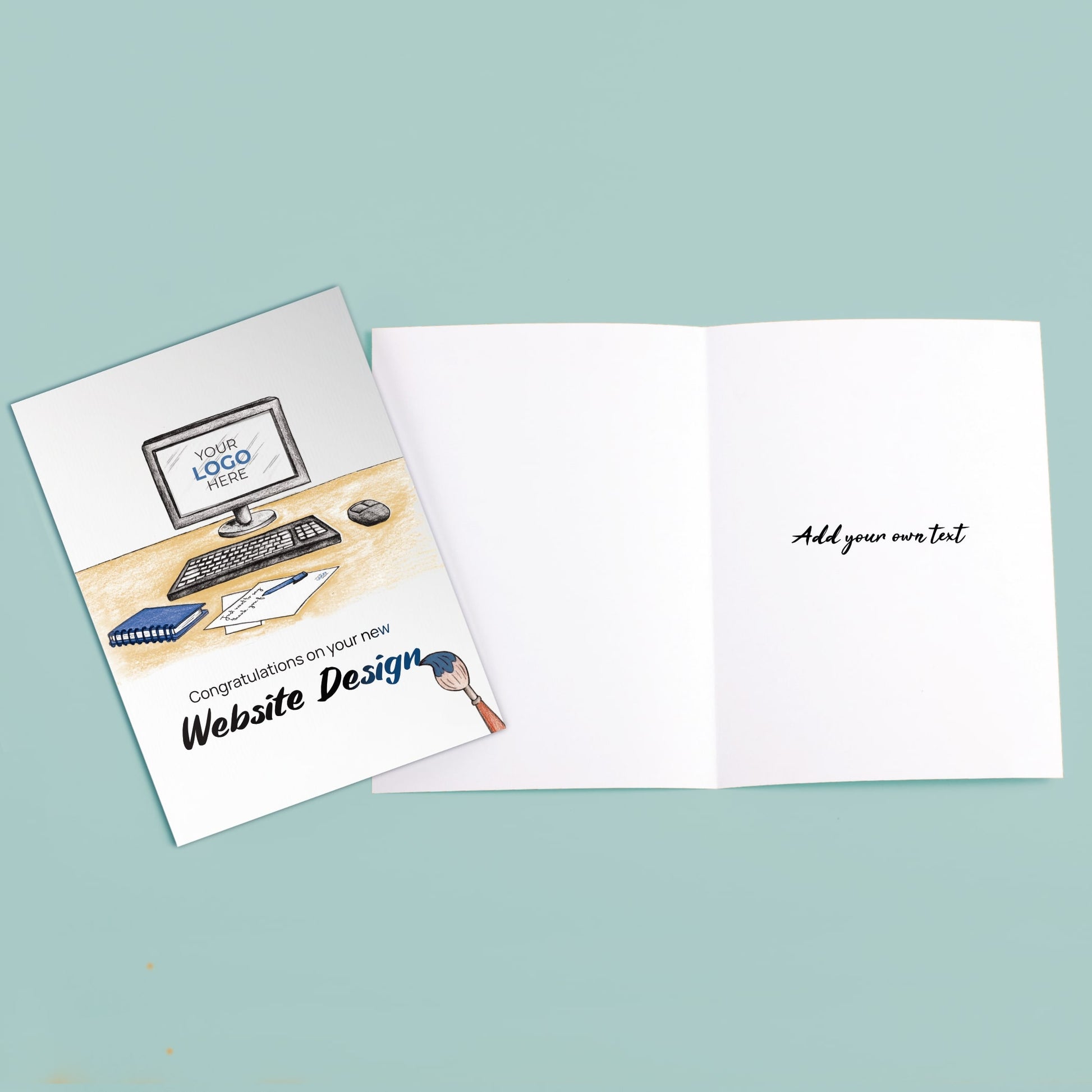 ‘Computer Desk’ Personalised Corporate Branded Creative Industries Greeting Cards image 2