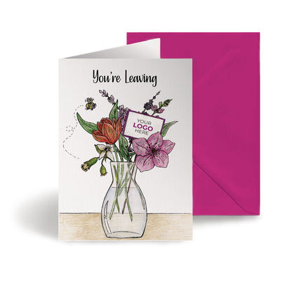 ‘Vase of Flowers’ Personalised Corporate Branded Leaving Greeting Cards image 0