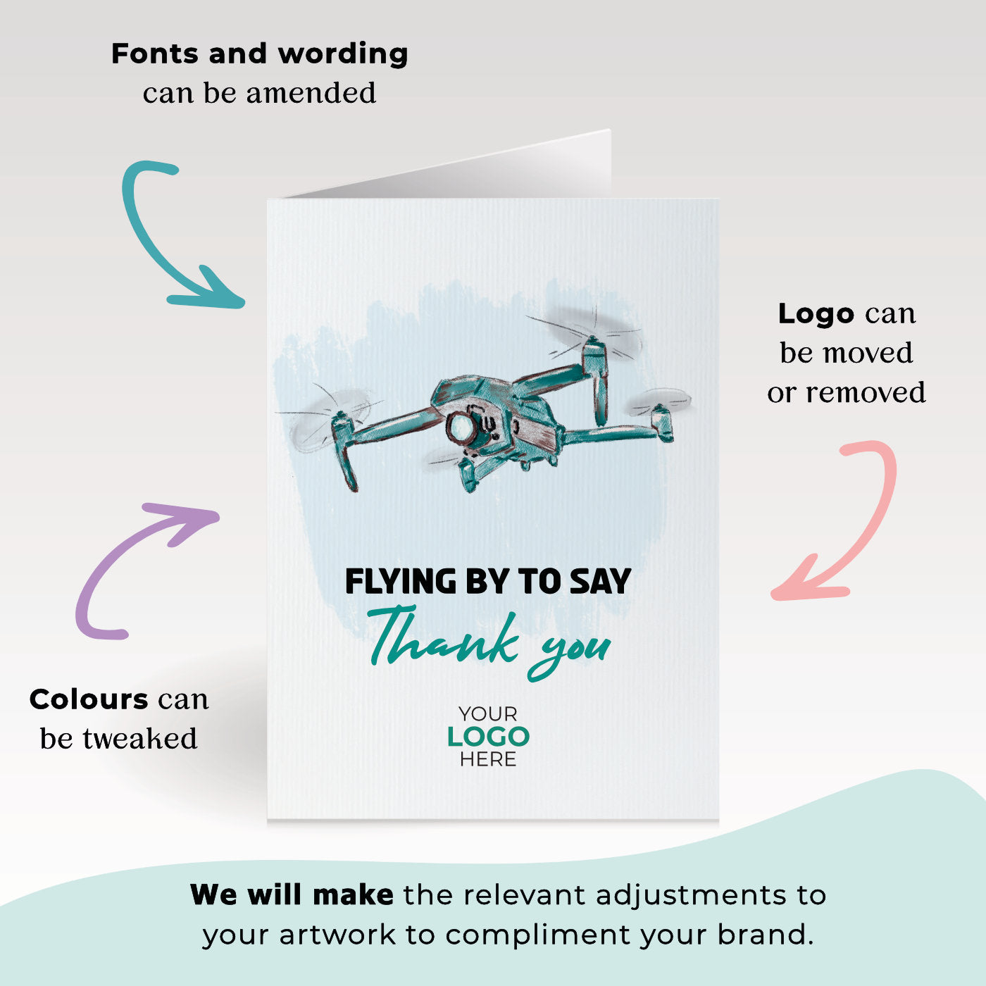 ‘Drone’ Personalised Corporate Branded Creative Industries Greeting Cards image 1