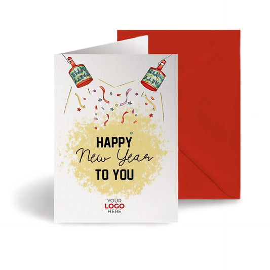 Party Poppers' Personalised Corporate Branded New Year Greeting Cards image 0