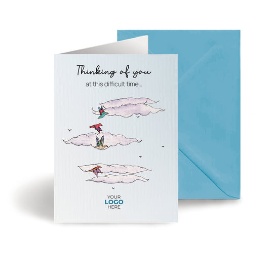 ‘Birds in Clouds’ Personalised Corporate Branded Sympathy Greeting Cards image 0