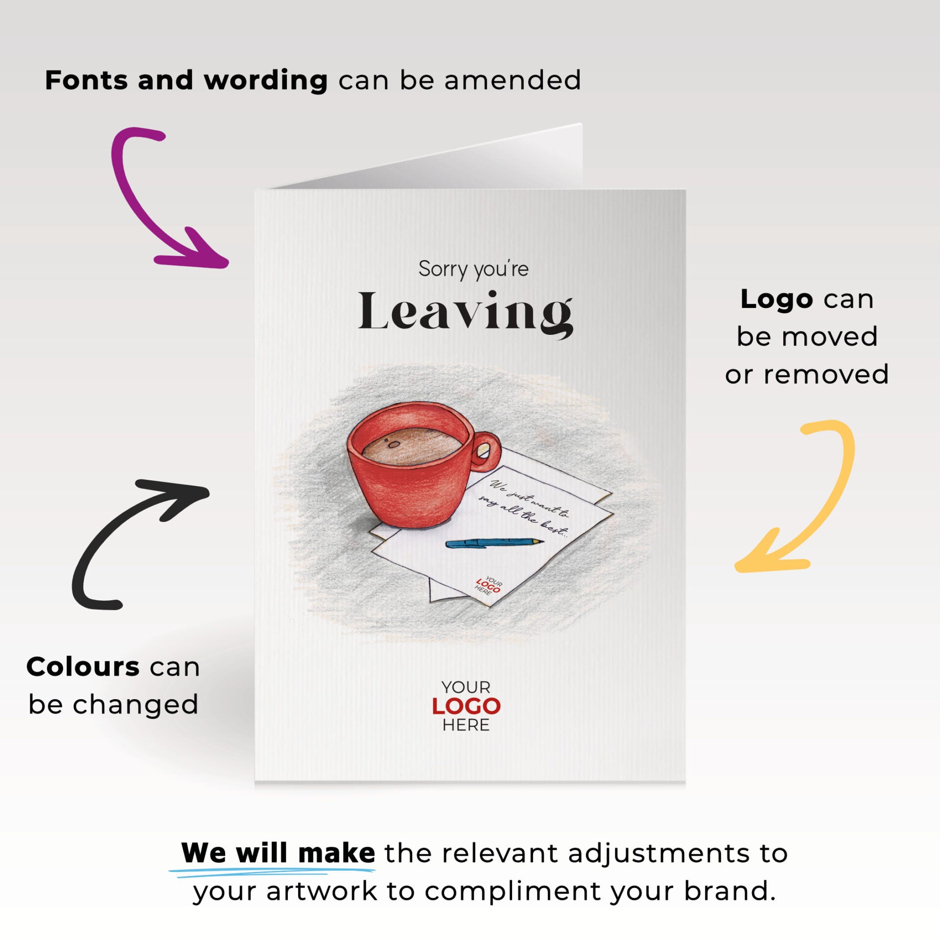 ‘Mug & Note’ Personalised Corporate Branded Leaving Greeting Cards image 1