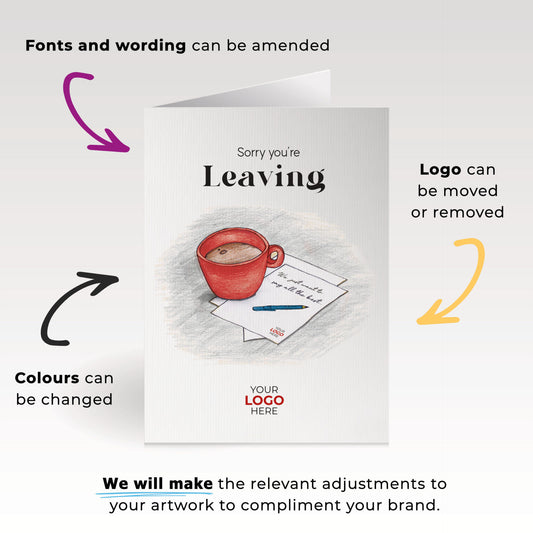 ‘Mug & Note’ Personalised Corporate Branded Leaving Greeting Cards image 1