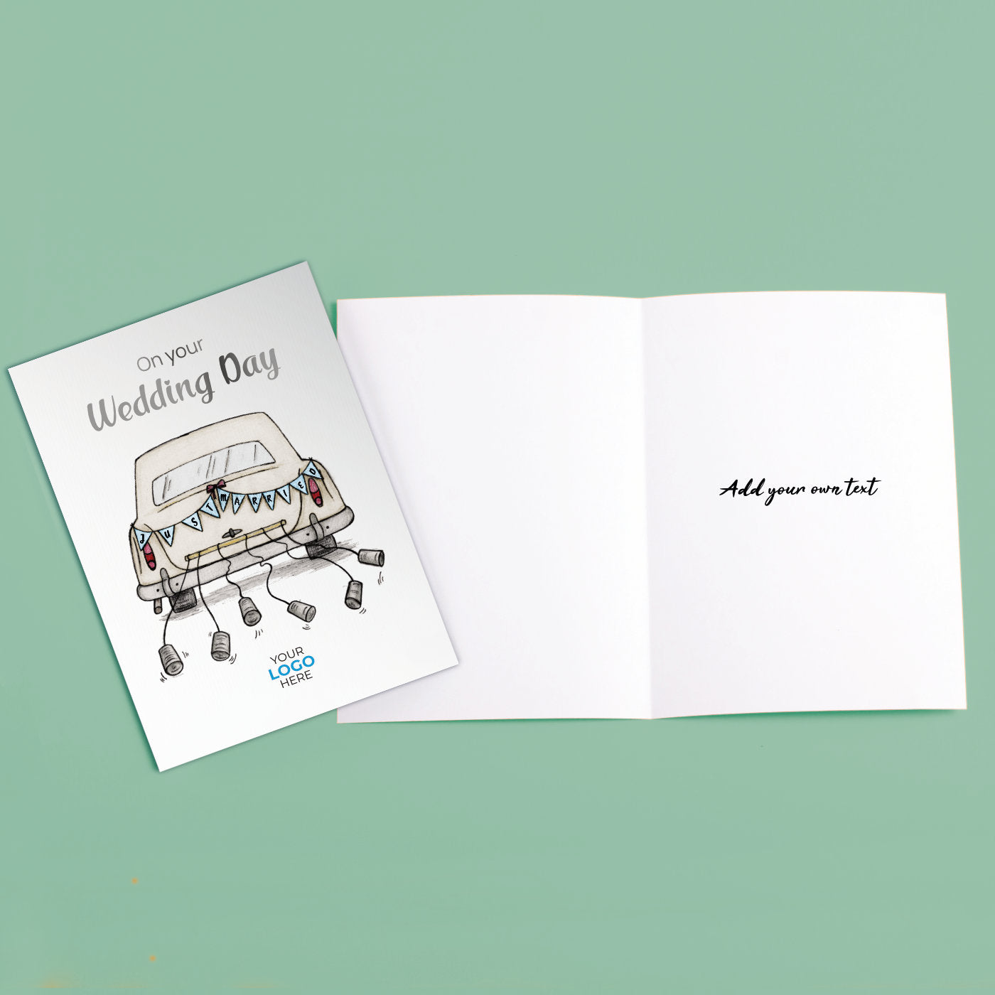 ‘Wedding Car' Personalised Corporate Branded Wedding Greeting Cards image 3