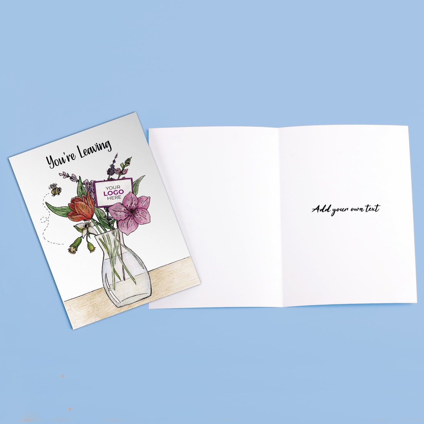 ‘Vase of Flowers’ Personalised Corporate Branded Leaving Greeting Cards image 3