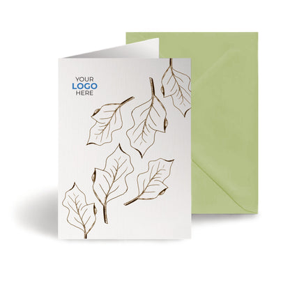 ‘Leaf Pattern' Personalised Corporate Branded Floral Greeting Cards image 0