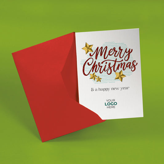 ‘Merry Christmas Lettering' Personalised Company Christmas Cards image 1