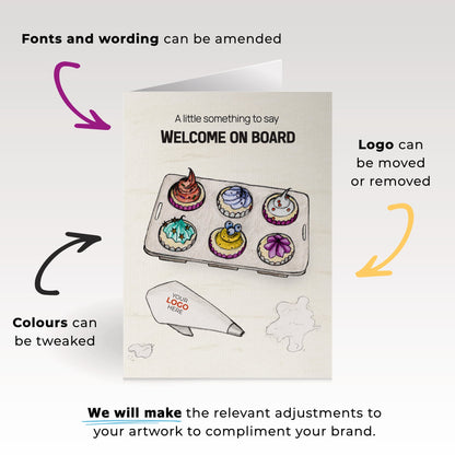 ‘Cupcakes in a Tray’ Personalised Corporate Branded Welcome Greeting Cards image 1