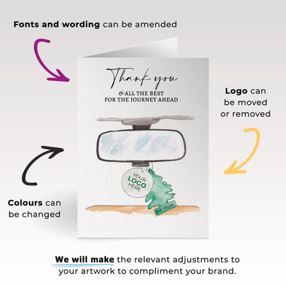 ‘Rearview Mirror’ Personalised Corporate Branded Automotive Greeting Cards image 1
