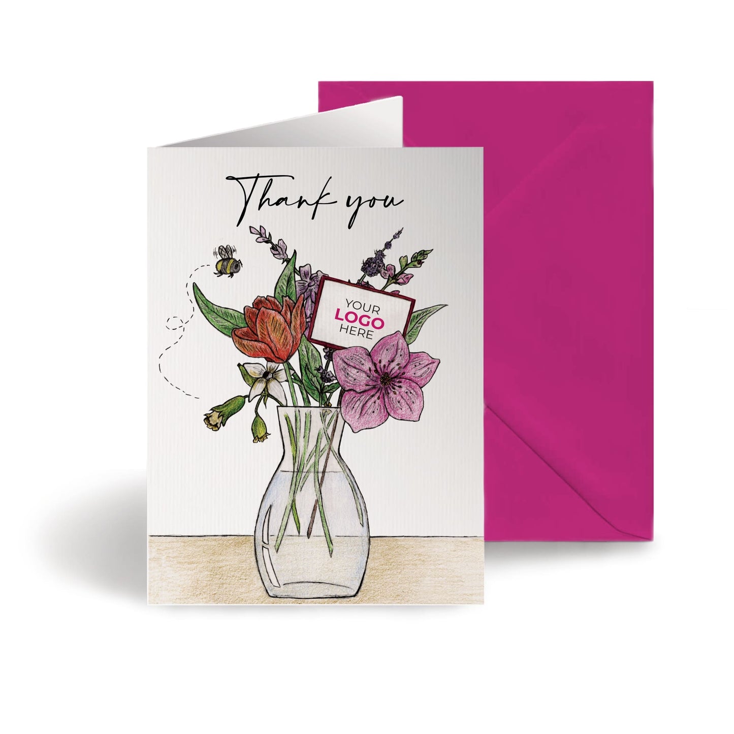 ‘Vase of Flowers’ Personalised Corporate Branded Floral Greeting Cards image 0