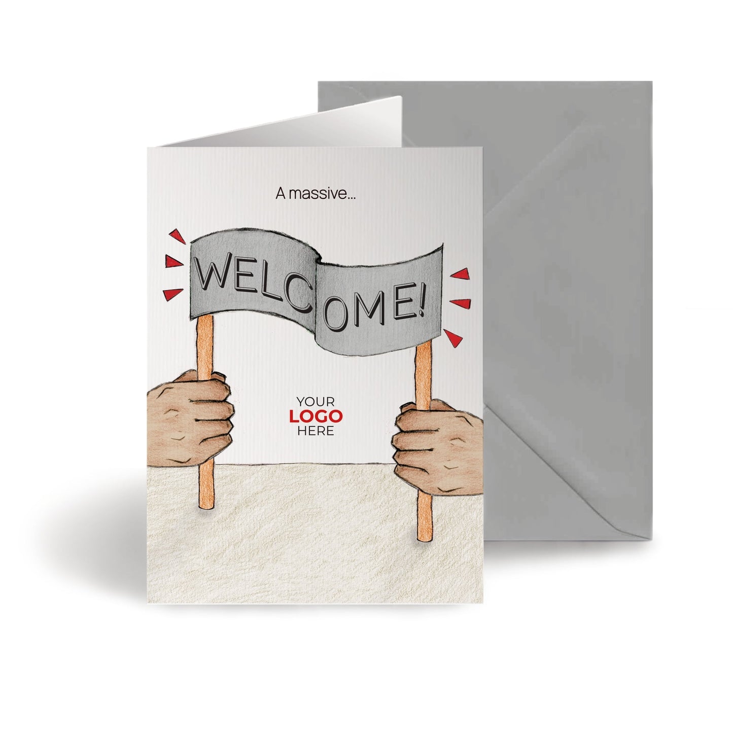 ‘Hand Banner’ Personalised Corporate Branded Welcome Greeting Cards image 0