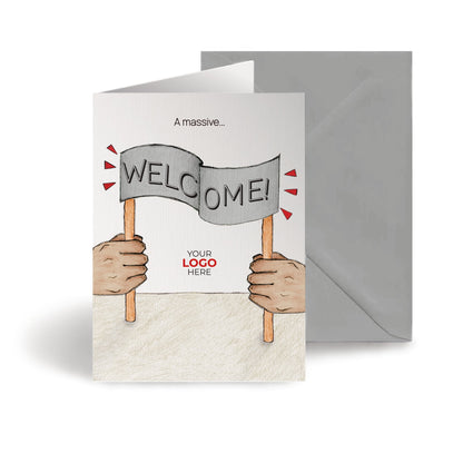 ‘Hand Banner’ Personalised Corporate Branded Welcome Greeting Cards image 0