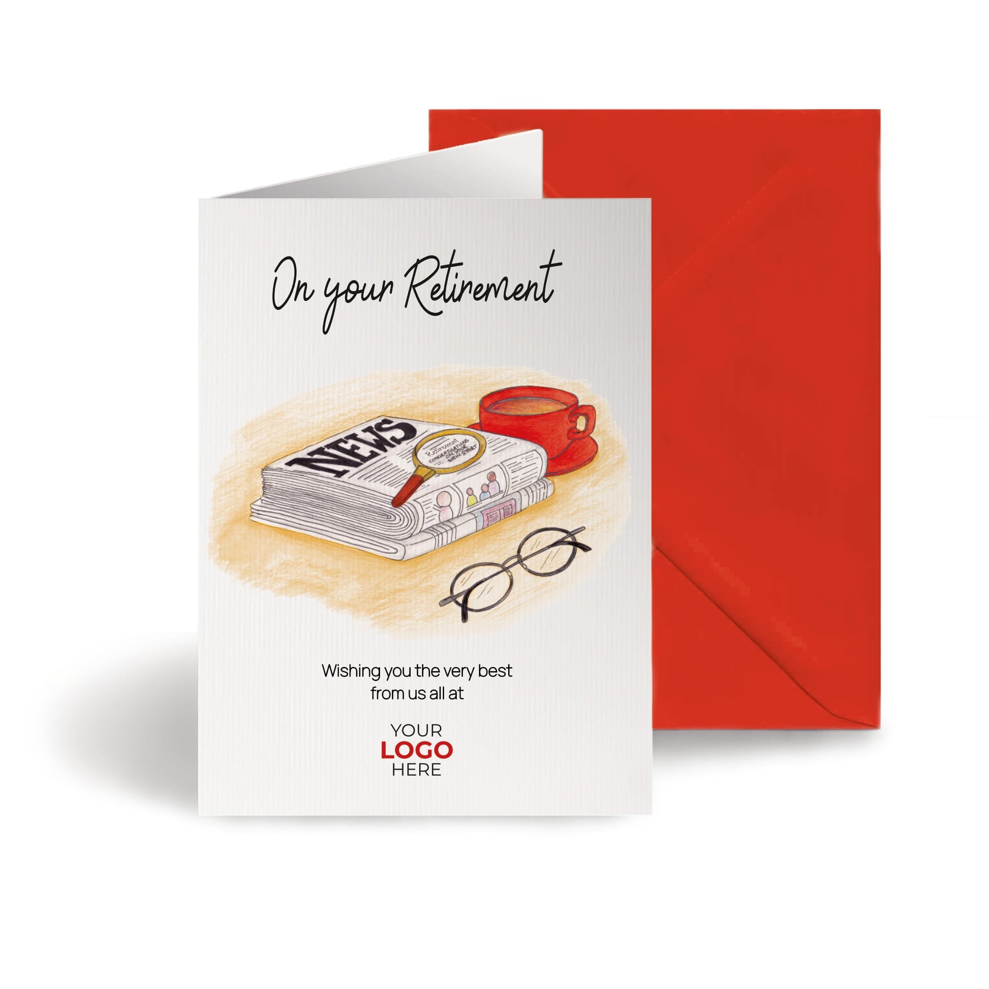 ‘Newspaper Search’ Personalised Corporate Branded Retirement Greeting Cards image 0