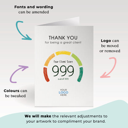 ‘Credit Score’ Personalised Corporate Branded Financial Greeting Cards image 1