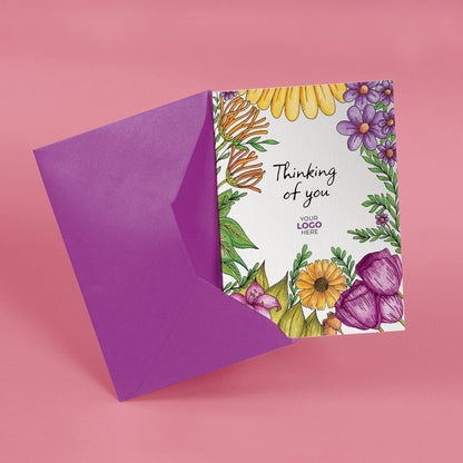 ‘Floral Garden’ Personalised Corporate Branded Thinking of You Greeting Cards image 2