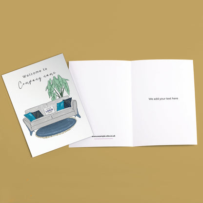 ‘Luxury Sofa’ Personalised Corporate Branded Welcome Greeting Cards image 3