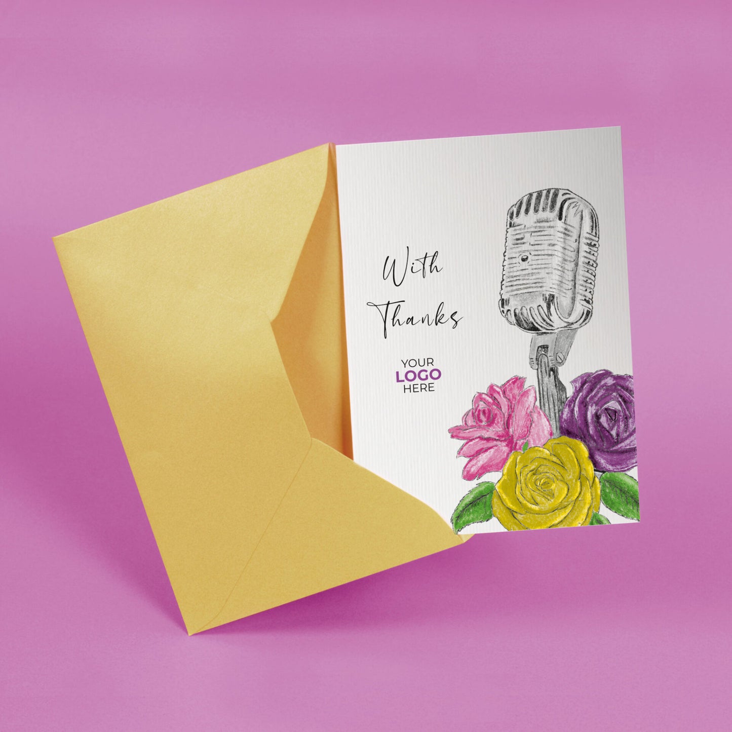 Microphone & Roses’ Personalised Corporate Branded Voice, Audio & Writers Greeting Cards image 2
