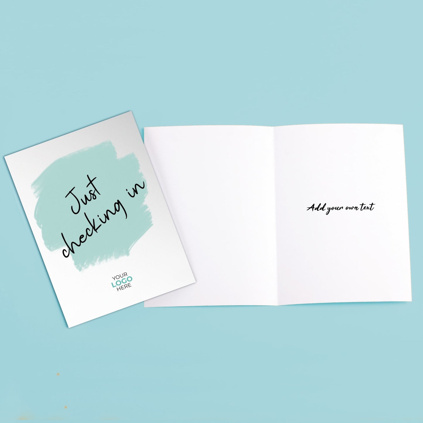 ‘Coloured Swipe’ Personalised Corporate Branded Checking In Greeting Cards image 2