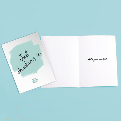 ‘Coloured Swipe’ Personalised Corporate Branded Checking In Greeting Cards image 2