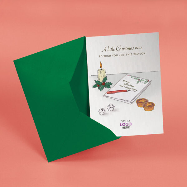 A christmas corporate greeting card featuring a festive message customisable with your company logo and brand colours.