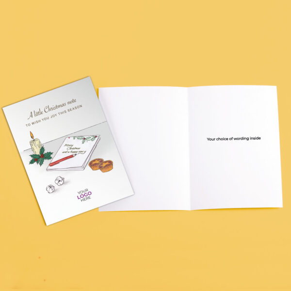 A christmas corporate greeting card featuring a festive message customisable with your company logo and brand colours.