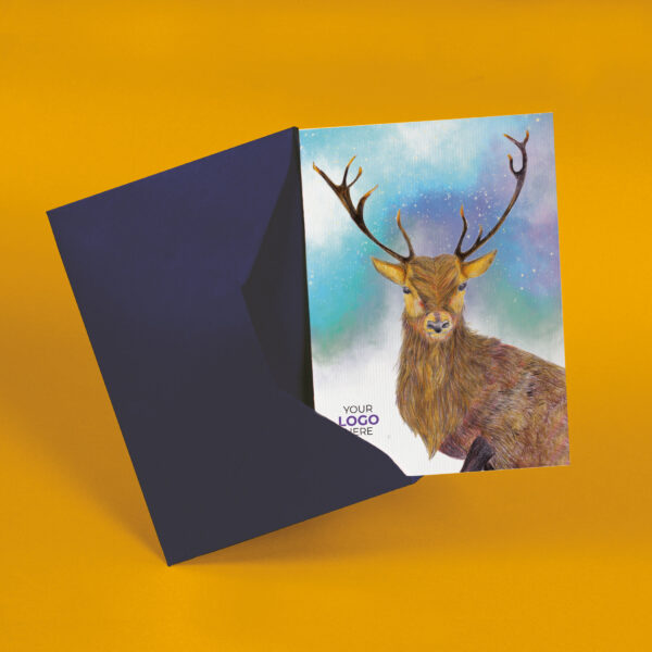 A christmas corporate greeting card featuring a festive message customisable with your company logo and brand colours.