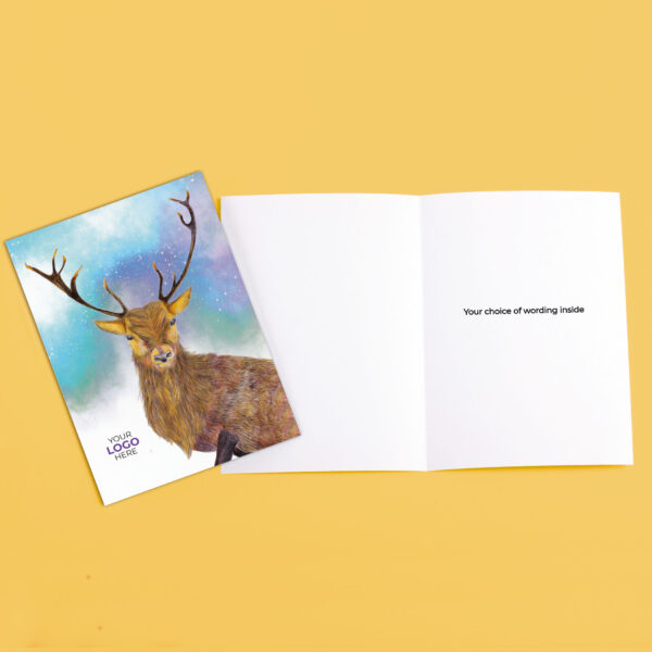 A christmas corporate greeting card featuring a festive message customisable with your company logo and brand colours.