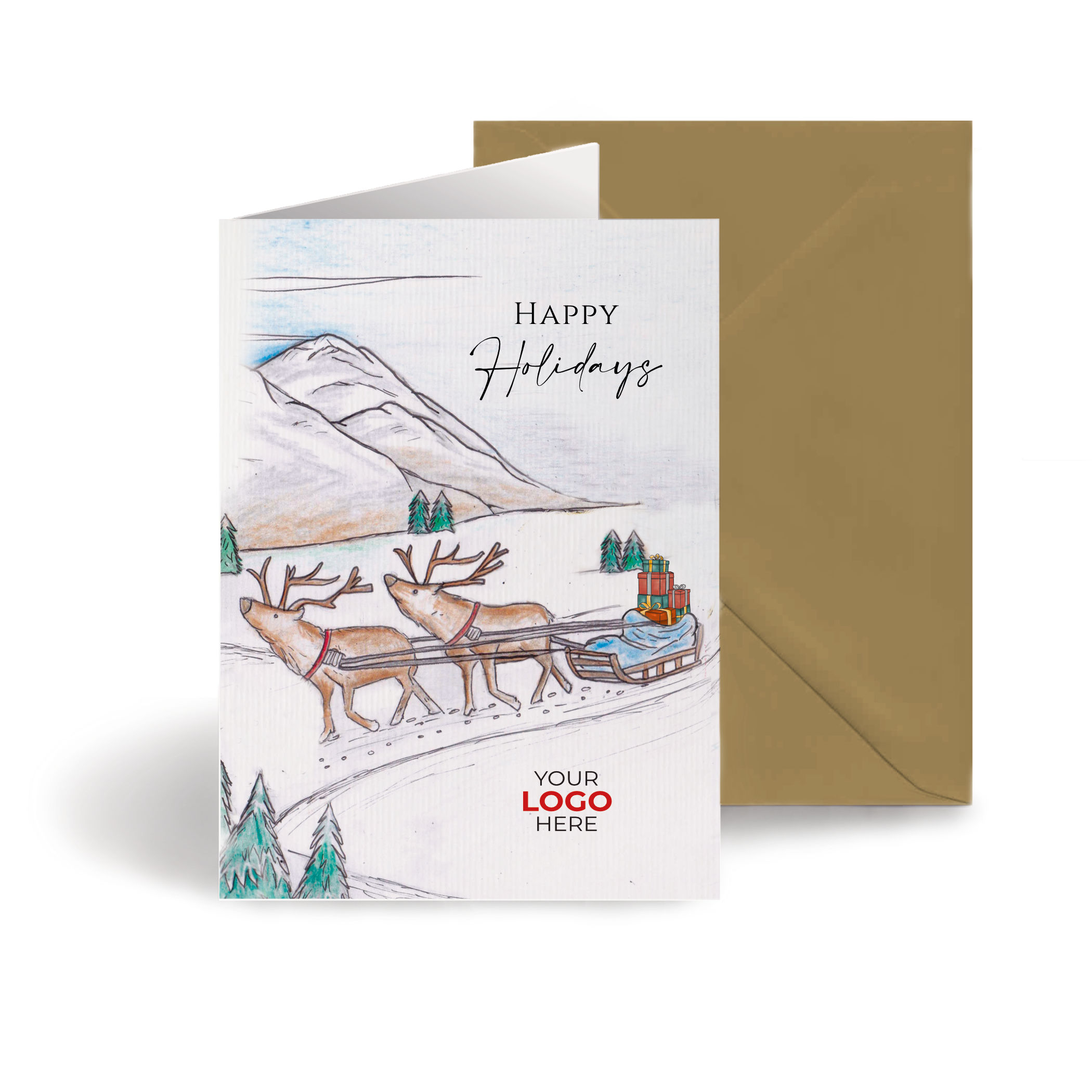 A christmas corporate greeting card featuring a festive message customisable with your company logo and brand colours.