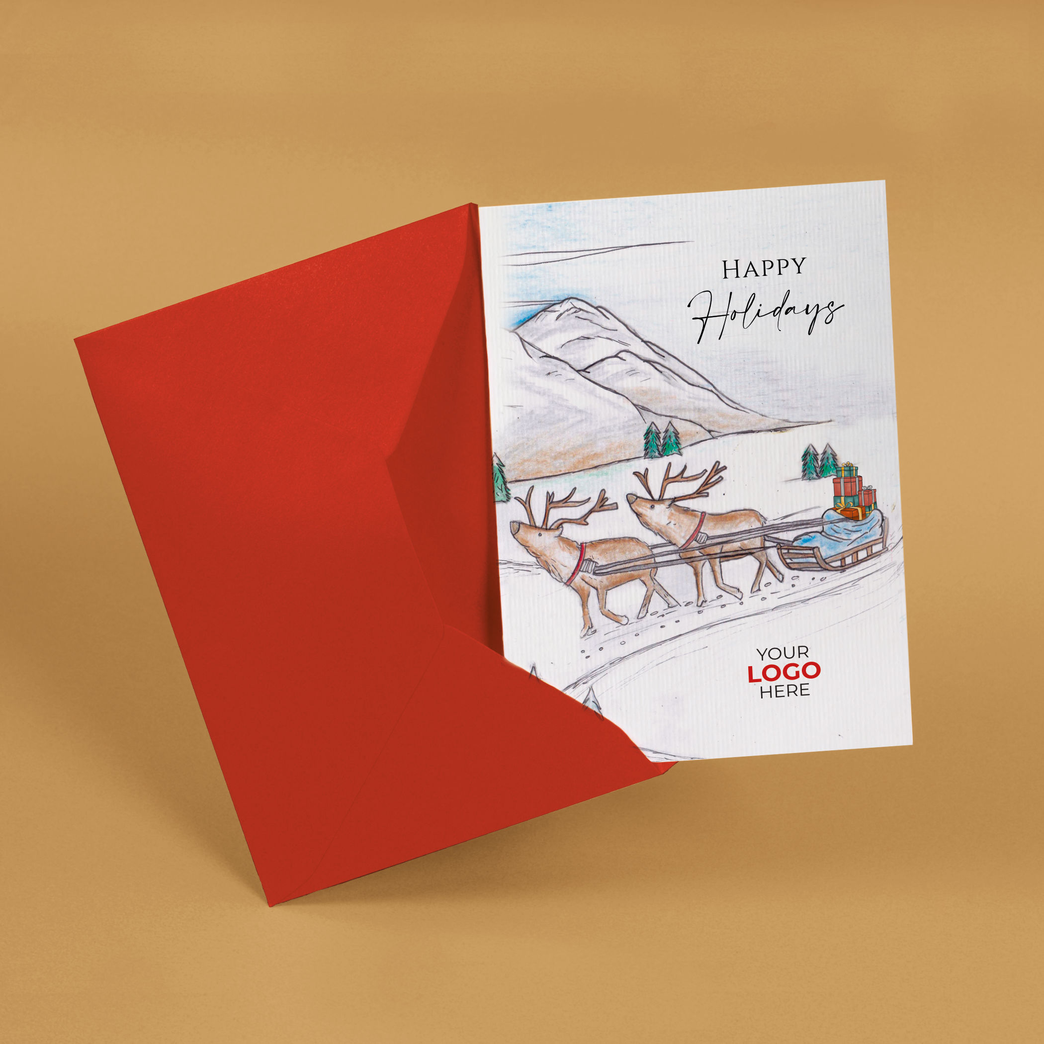 A christmas corporate greeting card featuring a festive message customisable with your company logo and brand colours.