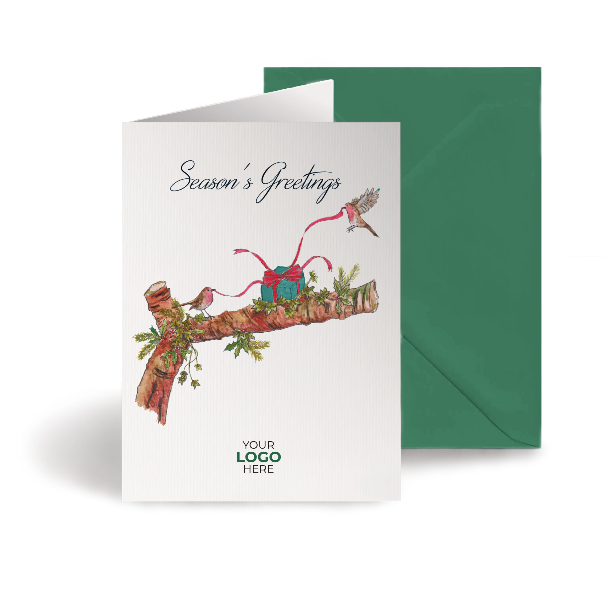 A christmas corporate greeting card featuring a festive message customisable with your company logo and brand colours.
