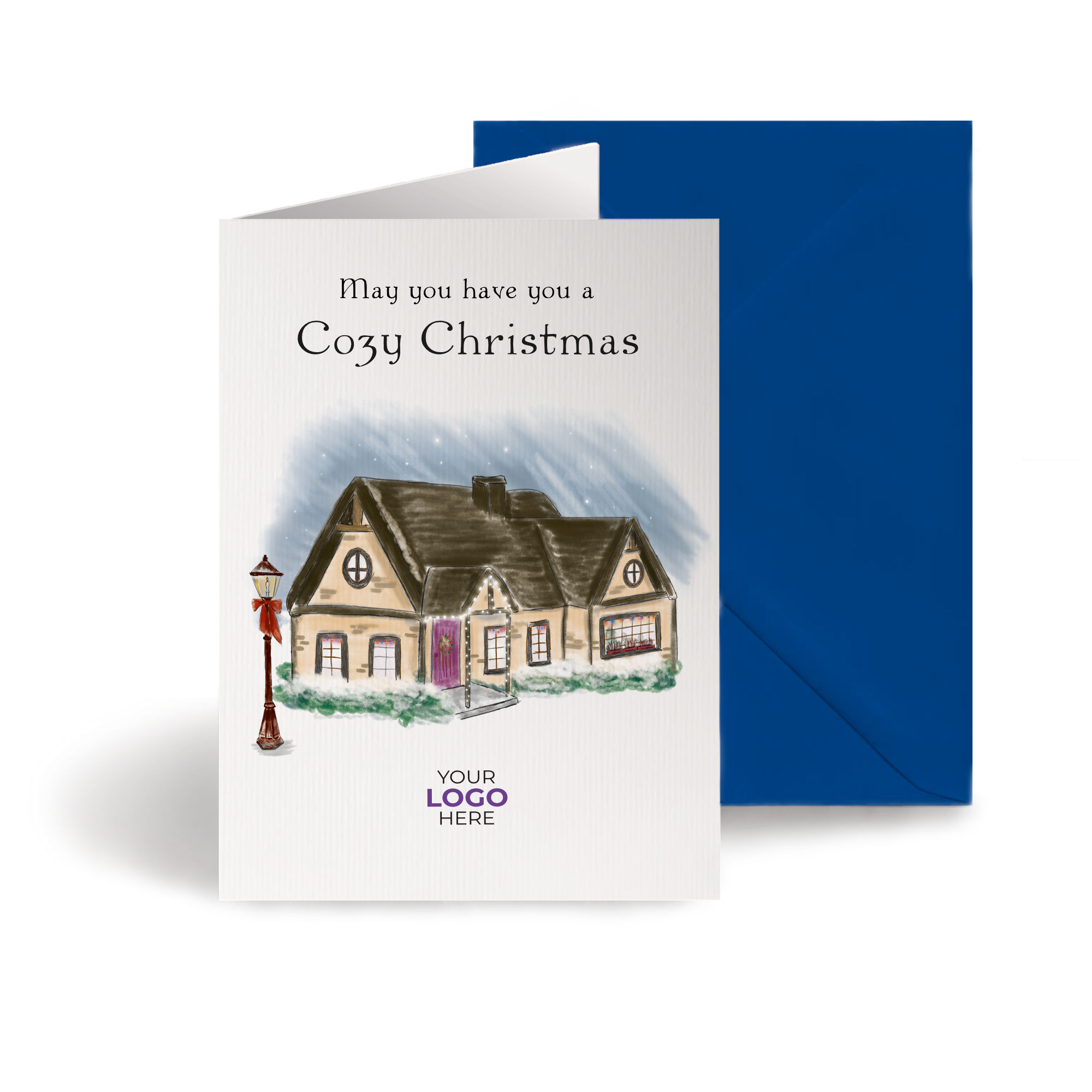 A christmas corporate greeting card featuring a festive message customisable with your company logo and brand colours.