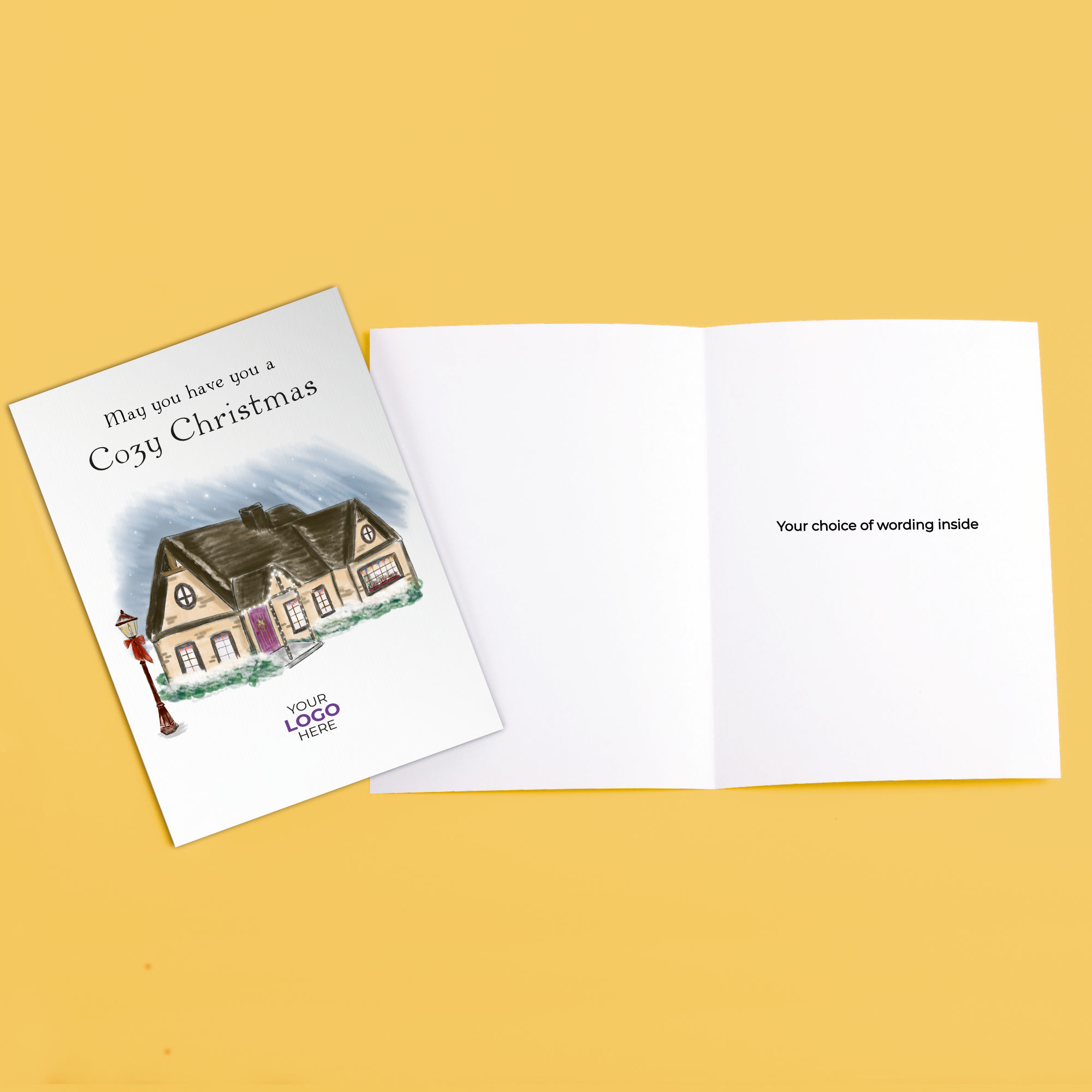 A christmas corporate greeting card featuring a festive message customisable with your company logo and brand colours.