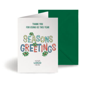 A christmas corporate greeting card featuring a festive message customisable with your company logo and brand colours.