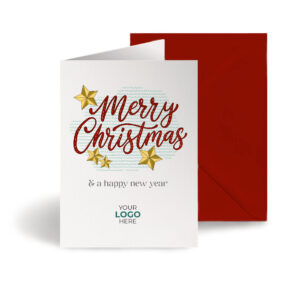 A christmas corporate greeting card featuring a festive message customisable with your company logo and brand colours.